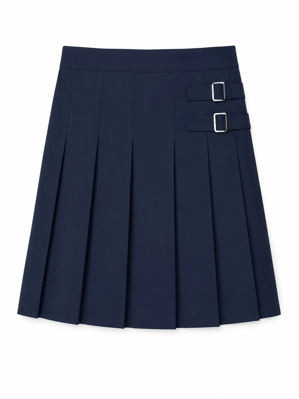 French Toast Girls' Double-Buckle Pleated School Uniform Skirt – Khaki & Navy Bl